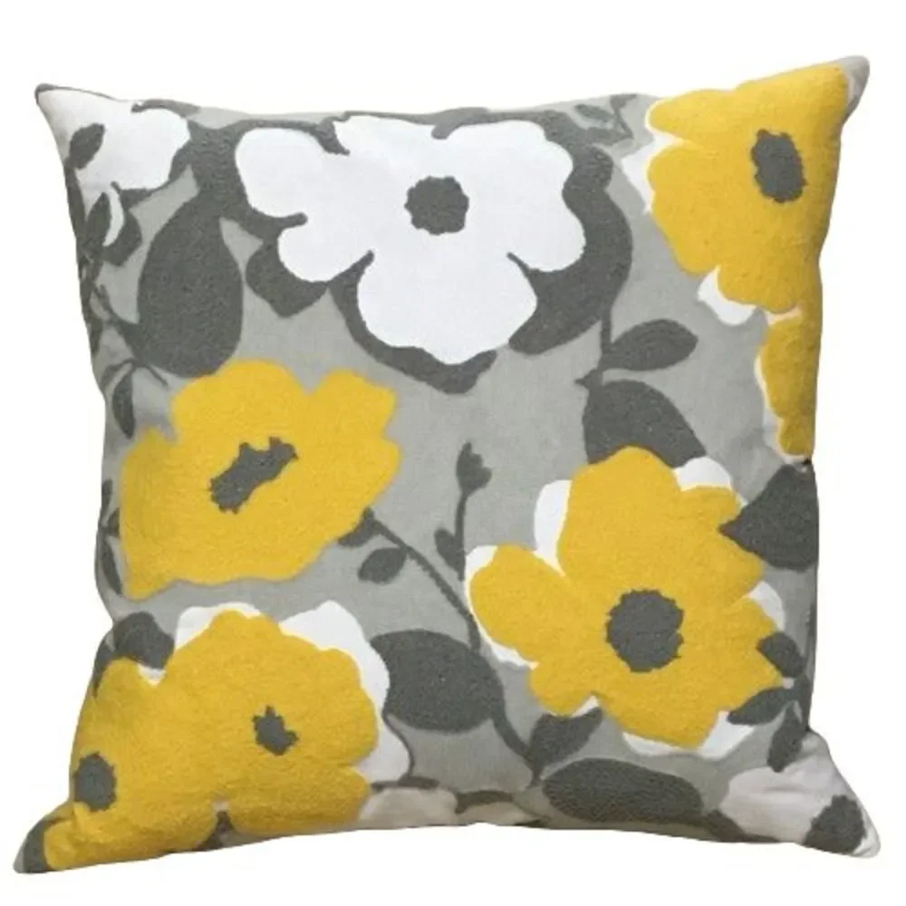 Pair (2) ENVOGUE Throw Pillows Crewel Embroidery 20x20